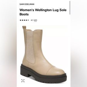 Sam Edelman Women Wellington lug sole chelsea boots size 8 sesame leather